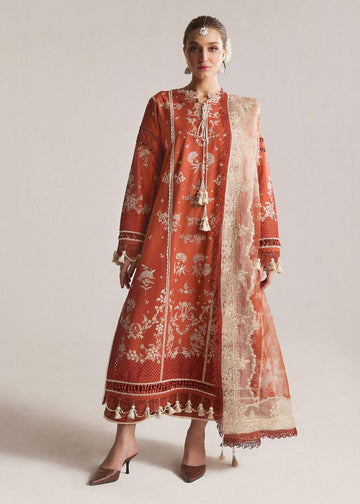 3- Piece Embroidered Dhanak Dress with Shawl
