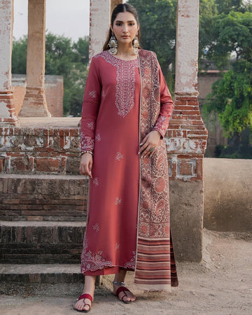 Embroidered Dhanak 3-Piece Suit