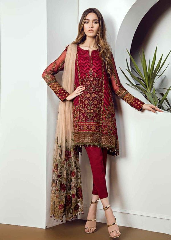 Embroidered Dhanak 3-Piece Suit