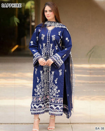 Embroidred  Dhanak 3-Pc Suit