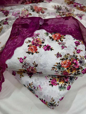 Chikenkari 3-Pc Suit