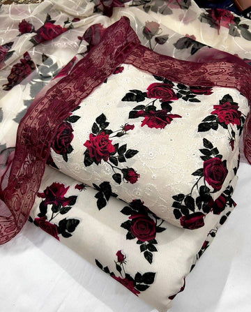 Chikenkari 3-Pc Suit