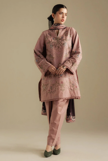 Embroidred  Dhanak 3-Pc Suit