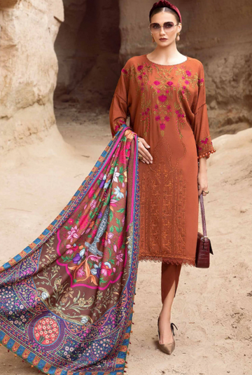 Embroidred  Dhanak 3-Pc Suit