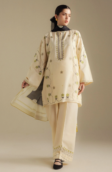 Embroidred  Dhanak 3-Pc Suit