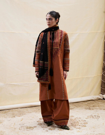 Embroidred  Dhanak 3-Pc Suit